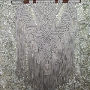 Elegant Gray Macrame Wall Hanging